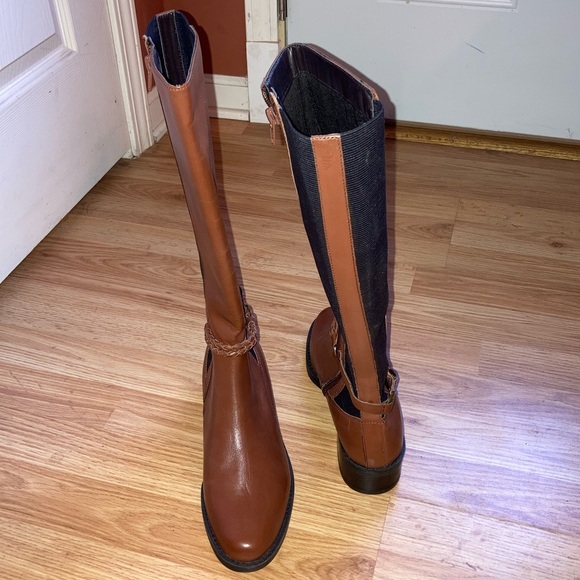 NWB Leather Brown Calf High Heeled Barreta Boots By Markon sz 8 1/2 - Picture 2 of 9